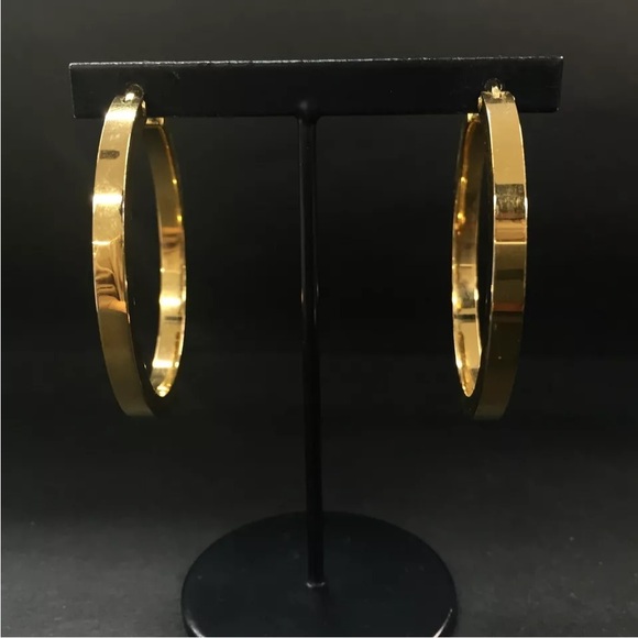 CELINE Gold Tone Hoop Earrings - Picture 2 of 8